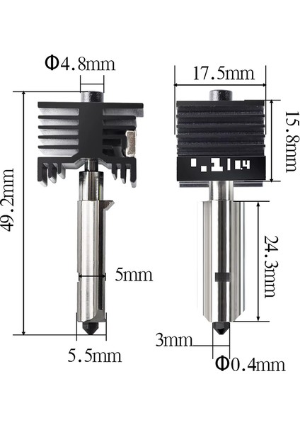 Bambu Lab H2D-A1-A1 Mini Sertleşleştirilmiş Çelik Mekanik Hotend Kiti-0.4mm fiyatları