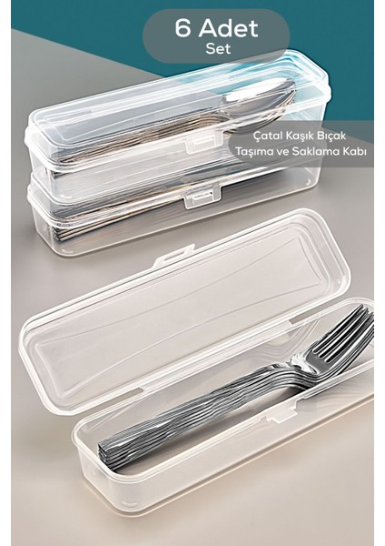 Mithra Life 6 Adet Şeffaf Çeyizlik Çatal Kaşık Düzenleyici Taşıma Seti Piknik Saklama Kutusu MIT1239 fırsatları