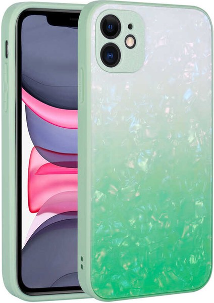 iPhone 11 Kılıf Renk Geçişli Mermer Desenli Sert Silikon Mnc Granit Kapak-No5