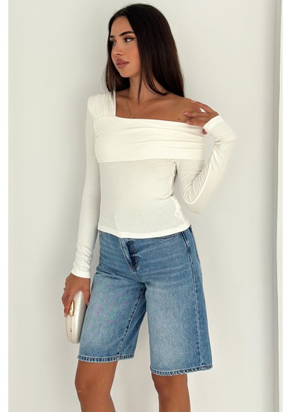 Kadın Madonna Yaka Bluz – Yumuşak Dokulu & Vücuda Oturan Kesim fiyatları