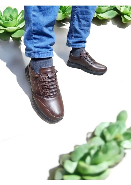 Erkek Deri Topuk Dikeni Takviyeli Rahat Taban Lastikli Ayakkabı