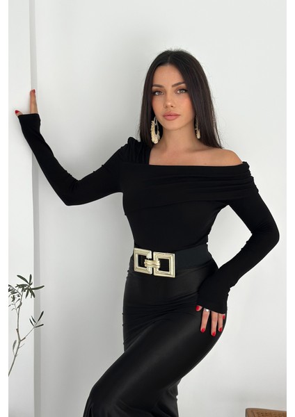 Kadın Madonna Yaka Bluz – Yumuşak Dokulu & Vücuda Oturan Kesim