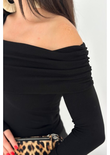 Kadın Madonna Yaka Bluz – Yumuşak Dokulu & Vücuda Oturan Kesim