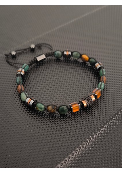 Kristal Kesim Yeşim-Kristal Kesim Kaplangözü-Damla Kehribar-Zirkon-Hematit Doğaltaş Bileklik Takı Aksesuar Erkek Bileklik indirimleri