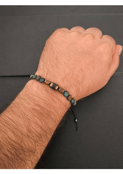 Kristal Kesim Yeşim-Kristal Kesim Kaplangözü-Damla Kehribar-Zirkon-Hematit Doğaltaş Bileklik Takı Aksesuar Erkek Bileklik fiyatları