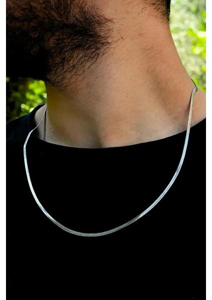 Italyan Ezme Model Unisex Çelik Zincir Kolye 3 mm