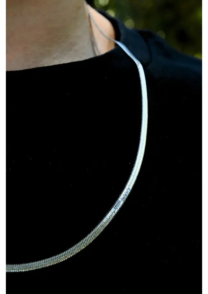 Italyan Ezme Model Unisex Çelik Zincir Kolye 3 mm