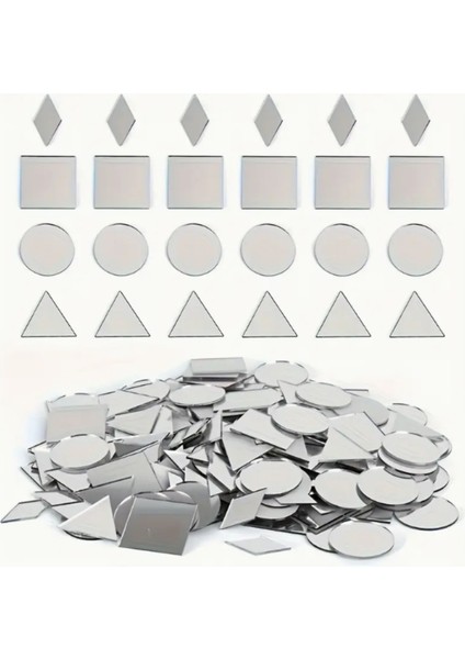 Pleksi Akrilik Ayna Duvar Sticker Set - 2,5 cm Klasik Stil Kendinde Yapışkanlı Mini Ayna 100 Adet