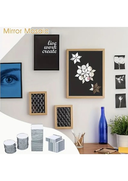 Pleksi Akrilik Ayna Duvar Sticker Set - 2,5 cm Klasik Stil Kendinde Yapışkanlı Mini Ayna 100 Adet fırsatları