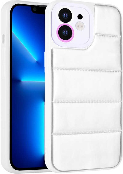 iPhone 12 Uyumlu Kamera Korumalı Airbagli Renkli Mnc Seksek Kapak-Gümüş