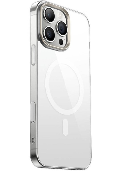Apple iPhone 16 Pro Kılıf Magsafe Şarj Özellikli Şeffaf Cam Arka Yüzey Mnc G-Glass Kapak-Şeffaf modelleri