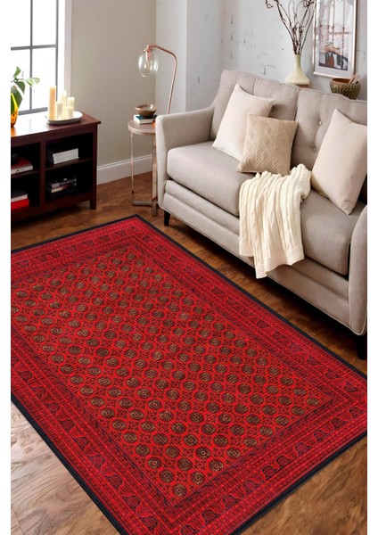 | Vintage Eskitme Tarz Otantik Minimalist Kırmızı | Yıkanabilir Halı modelleri