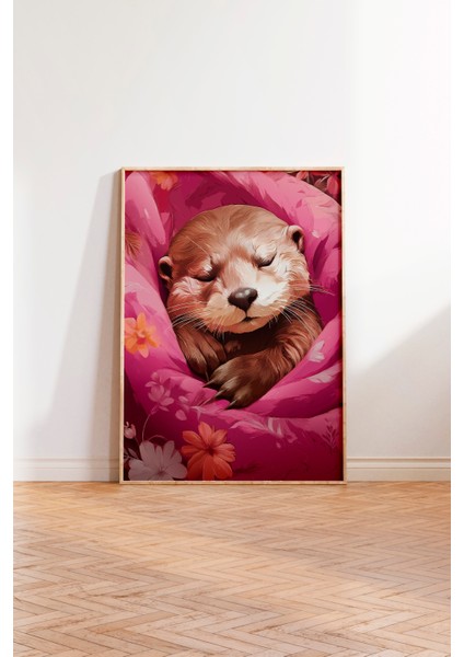 Ahşap Çerçeveli Tablo, Uykucu Su Samuru, Çocuk Odası Dekoru Poster No: 112501 modelleri