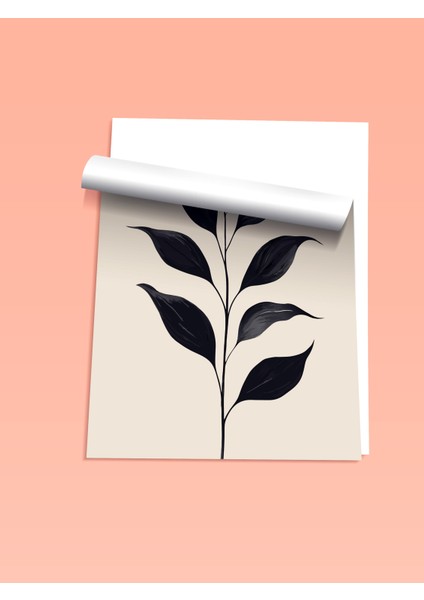 Çerçevesiz Poster, Minimal Yaprak Silueti – Siyah Beyaz, Ofis Dekoru Poster No: 112671 fiyatları