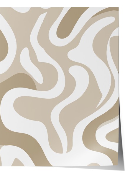 Çerçevesiz Poster, Soyut Dalgalı Çizgiler – Bej Tonlar, Salon Dekoru Poster No: 112855