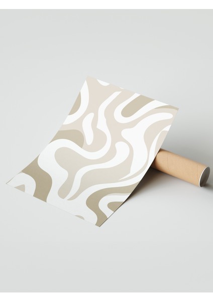 Çerçevesiz Poster, Soyut Dalgalı Çizgiler – Bej Tonlar, Salon Dekoru Poster No: 112855 modelleri