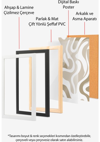 Çerçevesiz Poster, Soyut Dalgalı Çizgiler – Bej Tonlar, Salon Dekoru Poster No: 112855 indirimleri