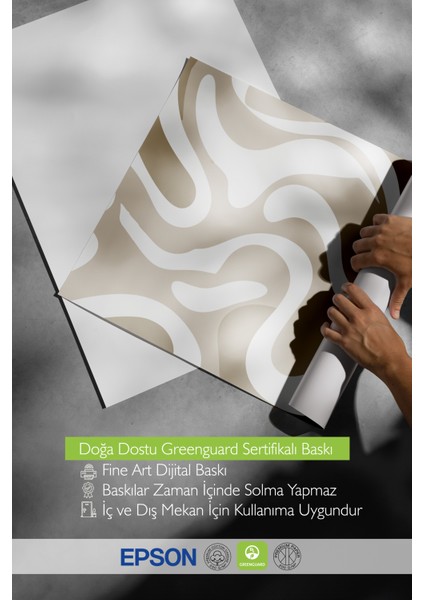 Çerçevesiz Poster, Soyut Dalgalı Çizgiler – Bej Tonlar, Salon Dekoru Poster No: 112855