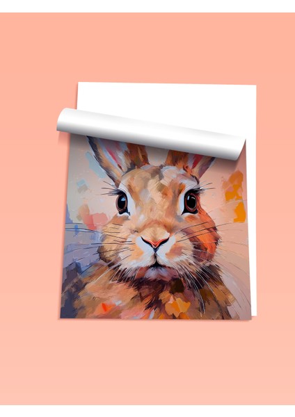 Çerçevesiz Poster, Tavşan Illüstrasyonu – Pastel Renkler, Çocuk Odası Dekoru Poster No: 112566 fiyatları