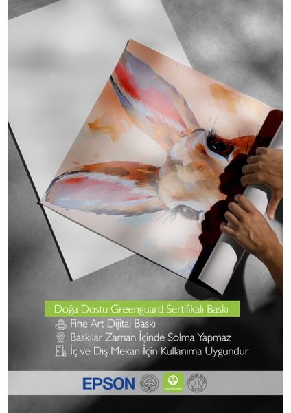 Çerçevesiz Poster, Tavşan Illüstrasyonu – Pastel Renkler, Çocuk Odası Dekoru Poster No: 112566