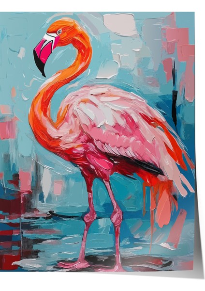 Çerçevesiz Poster, Pembe Flamingo – Tropik Dekor, Çocuk Odası Dekoru Poster No: 112707