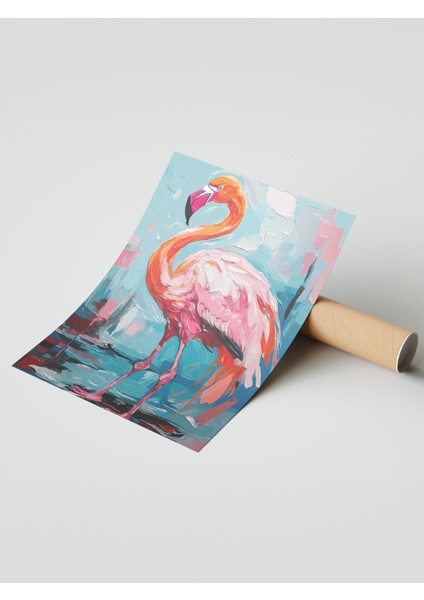 Çerçevesiz Poster, Pembe Flamingo – Tropik Dekor, Çocuk Odası Dekoru Poster No: 112707 modelleri