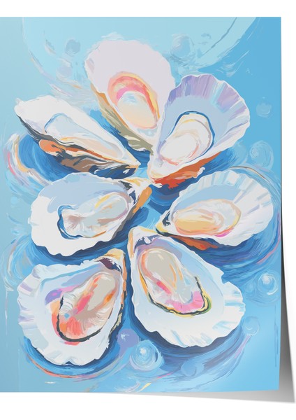 Çerçevesiz Poster, Istiridye Deniz Kabuğu Kompozisyonu, Mutfak Dekoru Poster No: 112404