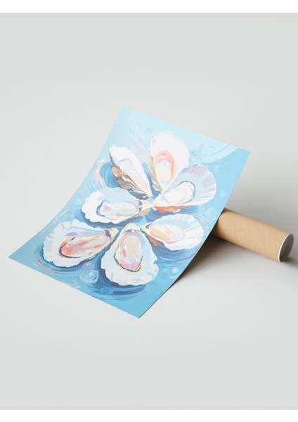 Çerçevesiz Poster, Istiridye Deniz Kabuğu Kompozisyonu, Mutfak Dekoru Poster No: 112404 modelleri