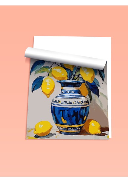 Çerçevesiz Poster, Limonlu Vazo – Canlı Renkler, Mutfak Dekoru Poster No: 113218 fiyatları