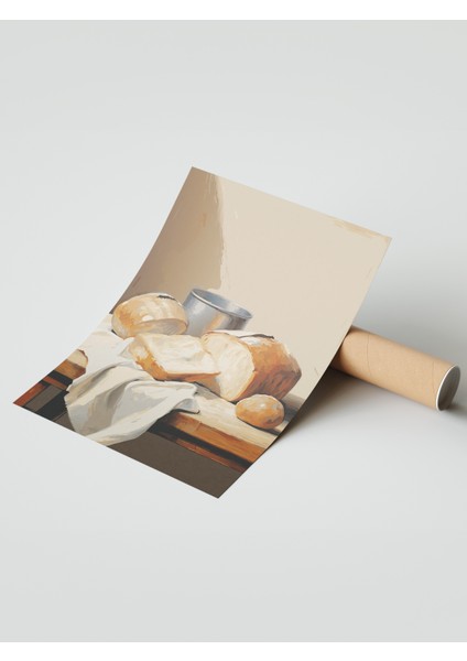 Çerçevesiz Poster, Ekmek ve Kahvaltı Sofrası – Rustik Hava, Mutfak Dekoru Poster No: 113196 modelleri