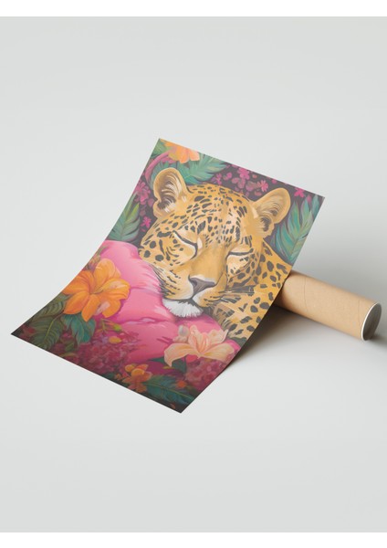 Çerçevesiz Poster, Leopar ve Çiçekler, Salon Dekoru Poster No: 112500 modelleri