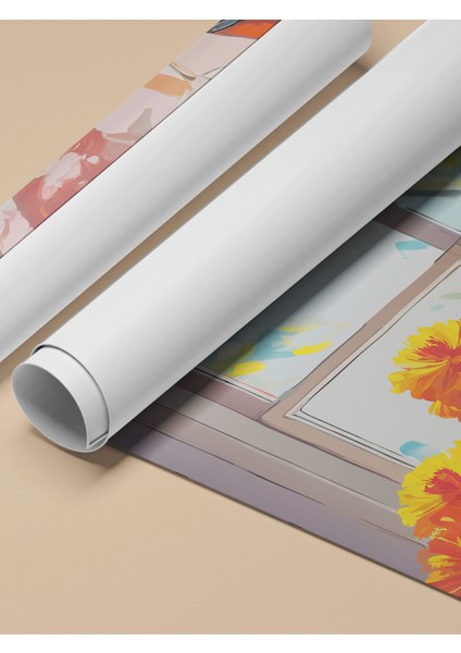 Çerçevesiz Poster, Pencerede Vazoda Turuncu Çiçekler, Mutfak Dekoru Poster No: 112467 fırsatları