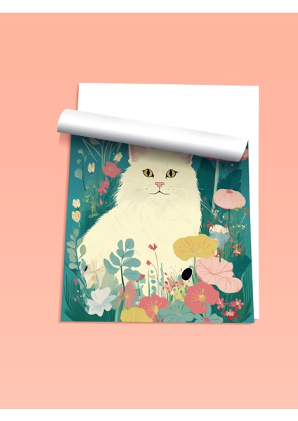 Çerçevesiz Poster, Ormanda Kedi Illüstrasyonu, Çocuk Odası Dekoru Poster No: 112456 fiyatları