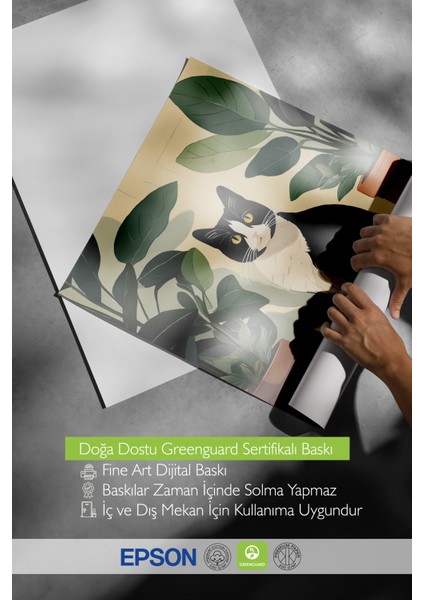 Çerçevesiz Poster, Saksıda Siyah Kedi – Minimal Sanat, Çalışma Odası Dekoru Poster No: 112567