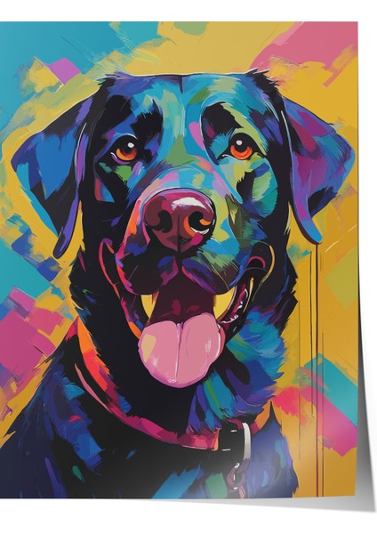 Çerçevesiz Poster, Renkli Köpek Portresi – Pop Art, Genç Odası Dekoru Poster No: 112569