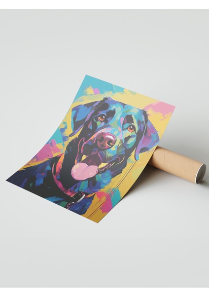Çerçevesiz Poster, Renkli Köpek Portresi – Pop Art, Genç Odası Dekoru Poster No: 112569 modelleri