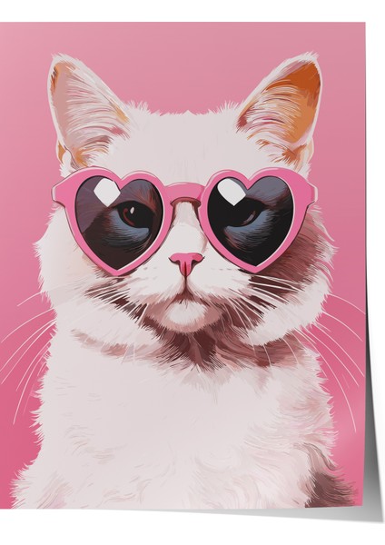 Çerçevesiz Poster, Kalpli Gözlü Kedi, Genç Odası Dekoru Poster No: 112488