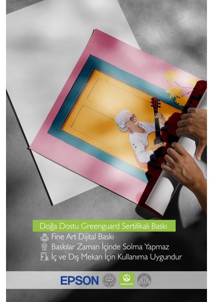 Çerçevesiz Poster, Kapı Önünde Gitar Çalan Adam, Genç Odası Dekoru Poster No: 112465