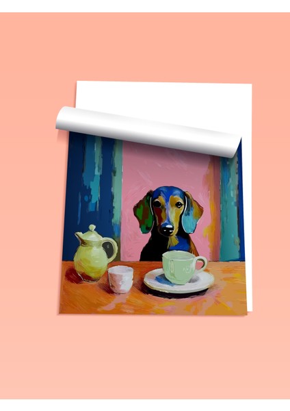 Çerçevesiz Poster, Köpek ve Kahve – Neşeli, Mutfak Dekoru Poster No: 112697 fiyatları