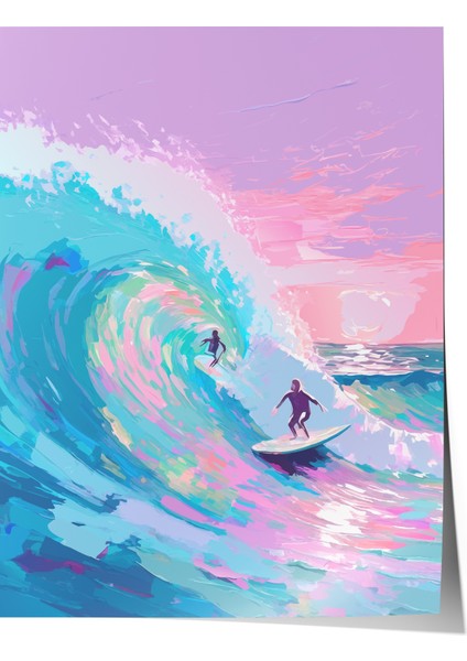 Çerçevesiz Poster, Sörf ve Büyük Dalga, Genç Odası Dekoru Poster No: 112407