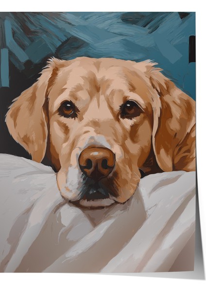 Çerçevesiz Poster, Gerçekçi Köpek Portresi – Sıcak Tonlar, Salon Dekoru Poster No: 112556