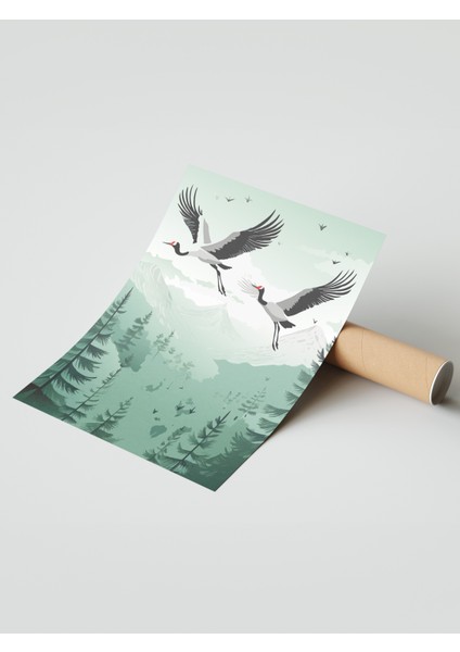 Çerçevesiz Poster, Uçan Turnalar – Doğa Manzarası, Salon Dekoru Poster No: 112673 modelleri