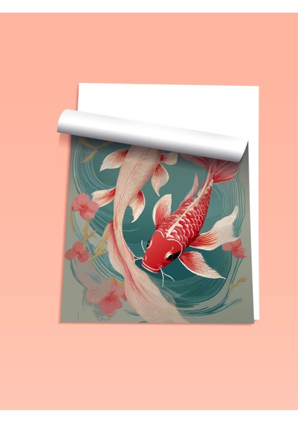 Çerçevesiz Poster, Koi Balıkları Illüstrasyonu, Salon Dekoru Poster No: 112383 fiyatları