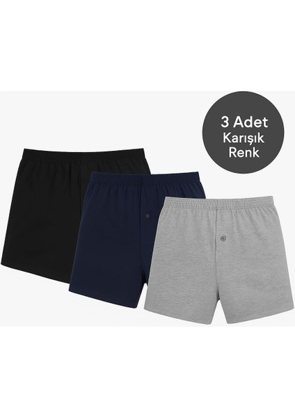 Erkek Boxer Seti 3 Adet Karışık Renk fırsatları