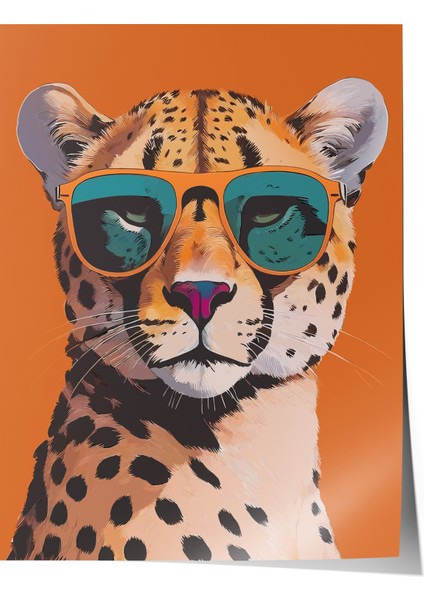 Çerçevesiz Poster, Gözlüklü Leopar Pop Art, Genç Odası Dekoru Poster No: 112486