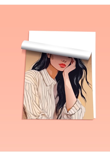 Çerçevesiz Poster, Düşünen Kadın Portre, Salon Dekoru Poster No: 112429 fiyatları