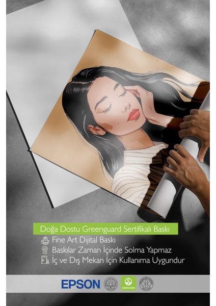 Çerçevesiz Poster, Düşünen Kadın Portre, Salon Dekoru Poster No: 112429