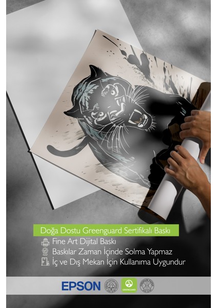 Çerçevesiz Poster, Siyah Panter Illüstrasyonu, Genç Odası Dekoru Poster No: 112542