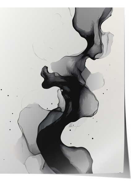 Çerçevesiz Poster, Soyut Siyah Mürekkep – Modern Sanat, Çalışma Odası Dekoru Poster No: 112588