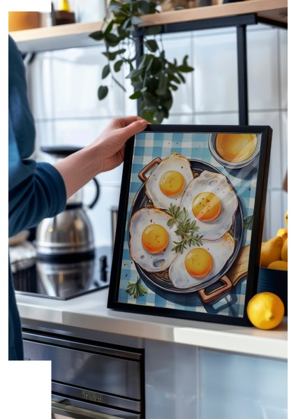 Siyah Çerçeveli Tablo, Kahvaltı Sofrası – Neşeli Tasarım, Mutfak Dekoru Poster No: 113050 modelleri